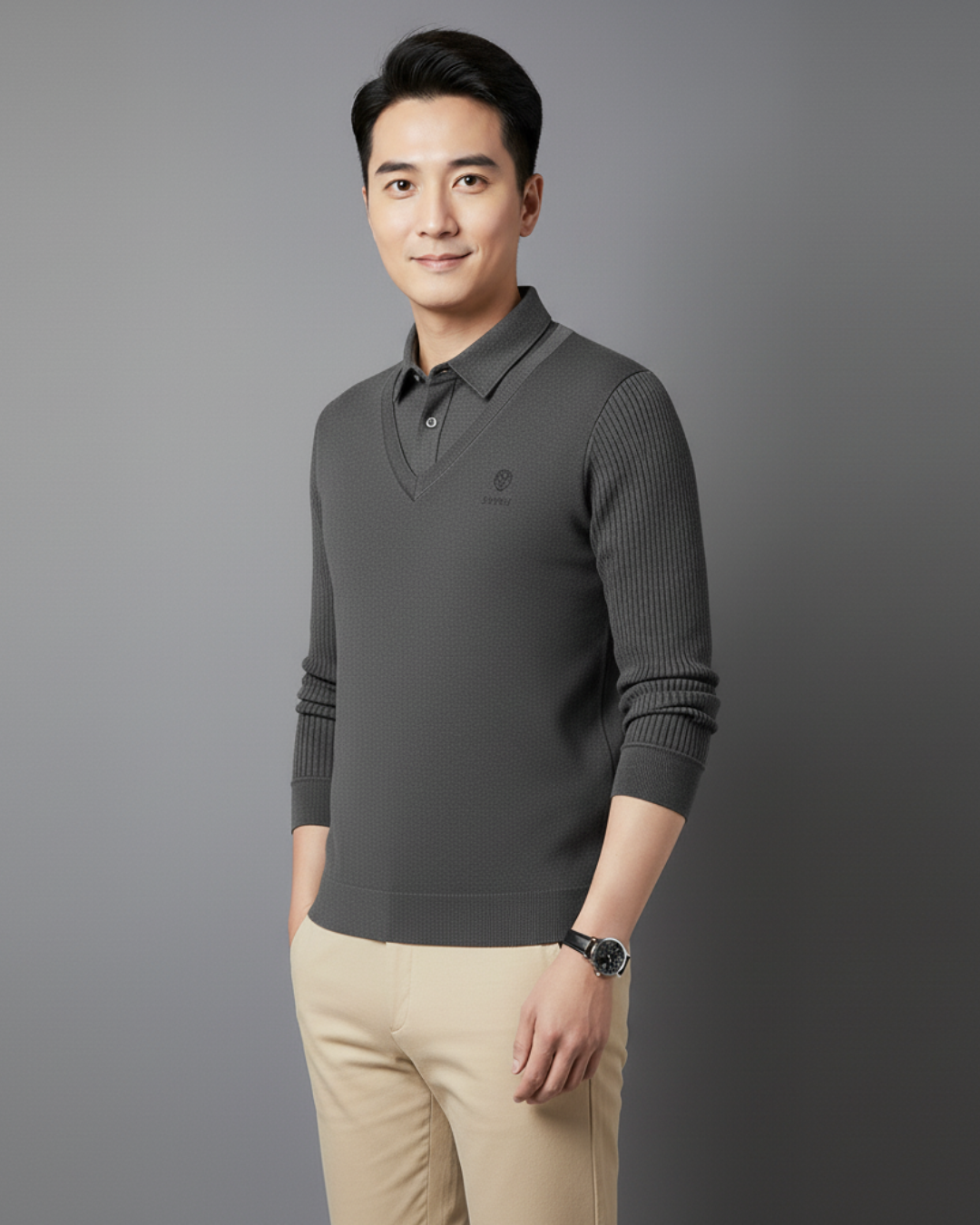 Camisola térmica multifuncional em caxemira premium para homem