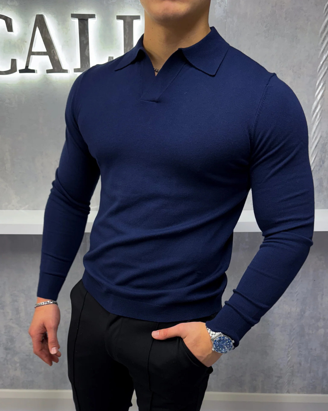 Polo de manga comprida para homem