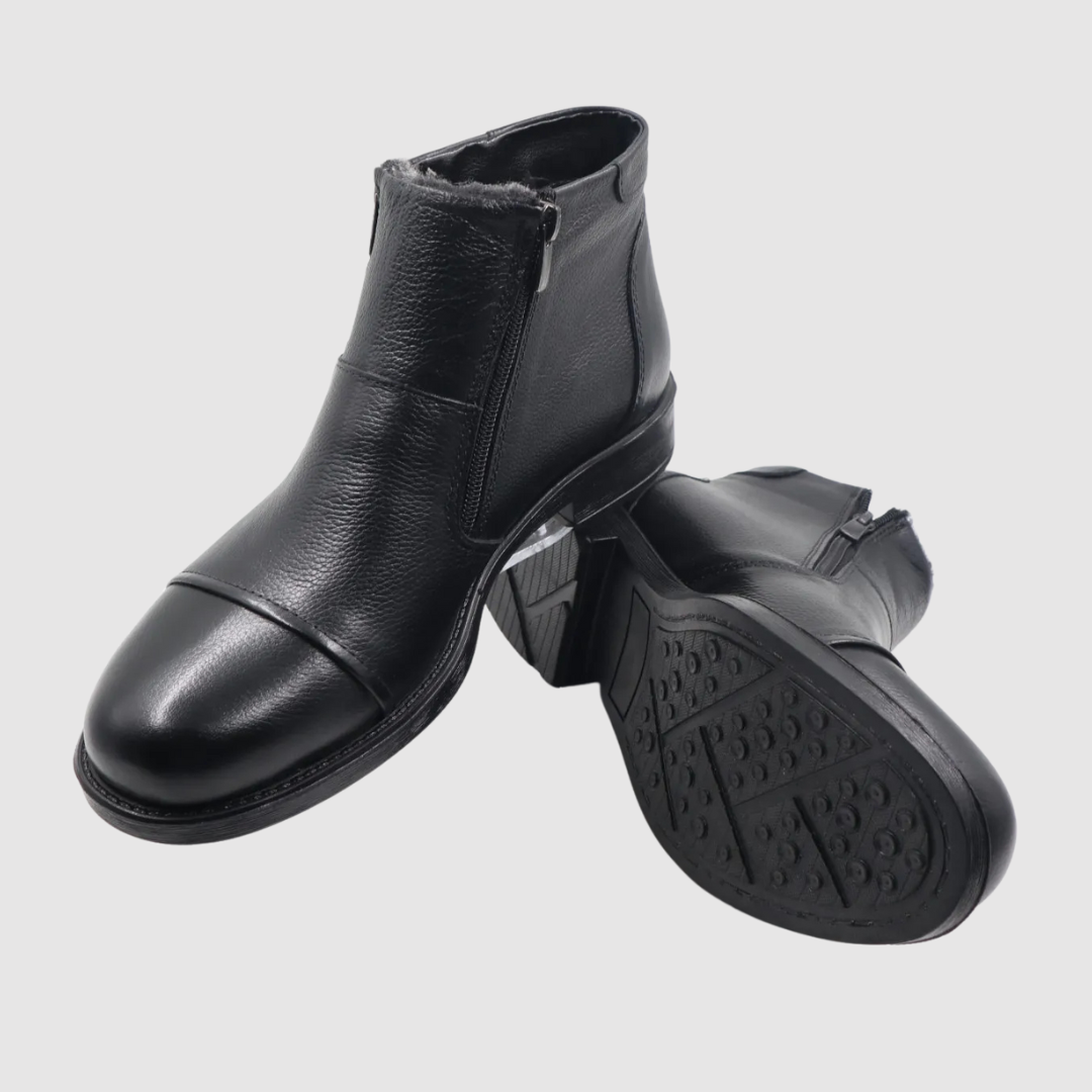 Sapatos de Cano Alto em Pele com Forro Interior de Lã para Homem