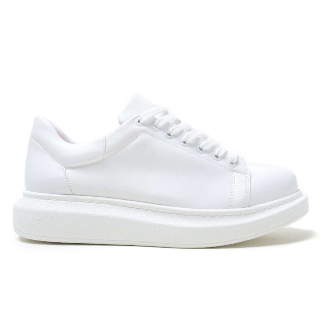 Sapatos Minimalistas em Couro Branca para Homem