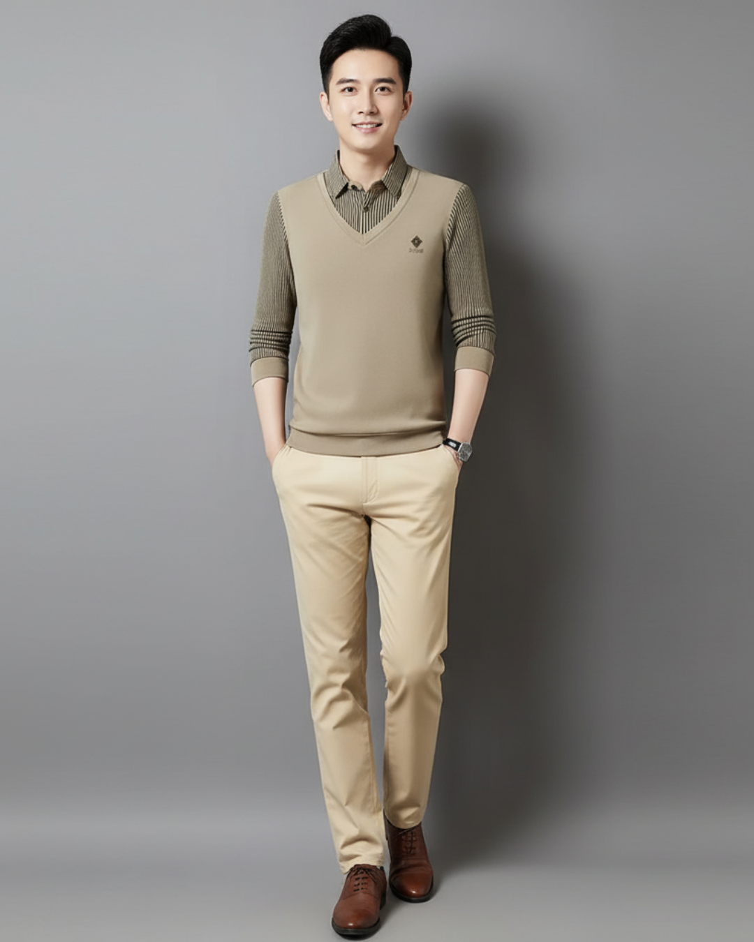 Camisola térmica multifuncional em caxemira premium para homem