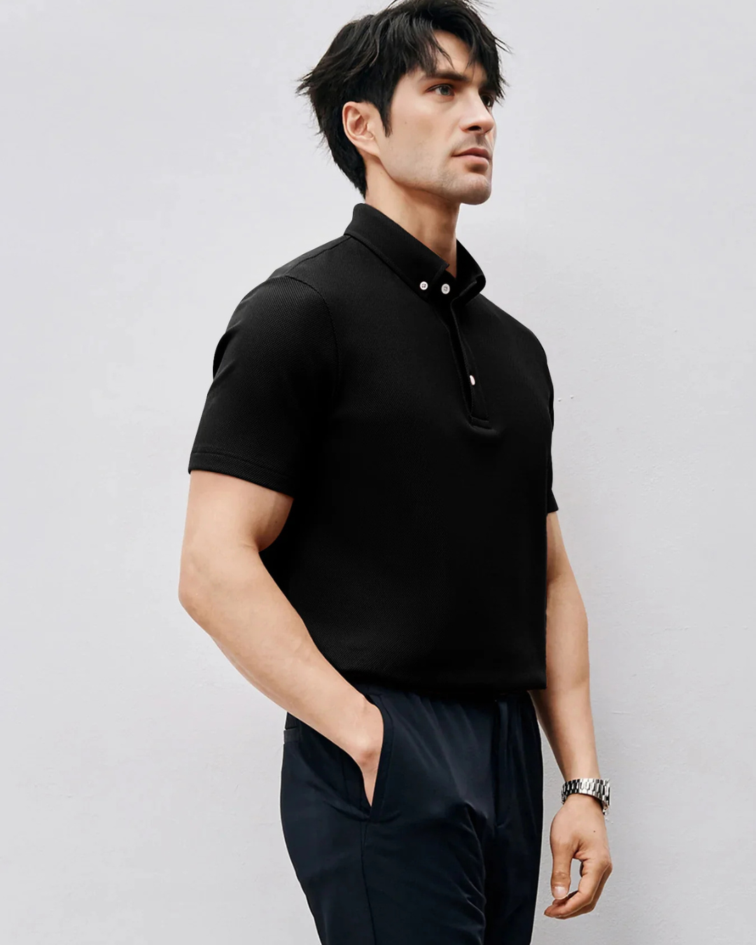 Pólo de Manga Curta em Piqué Respirável para Homen