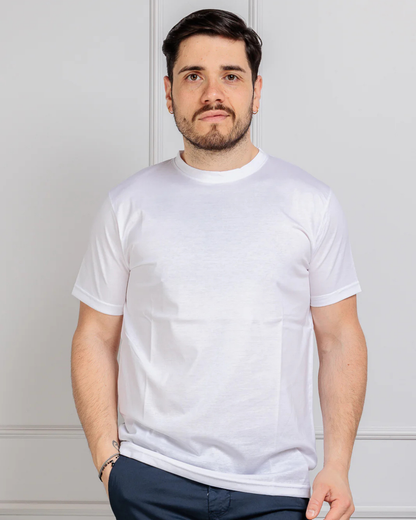 Camisola de Manga Curta de Corte Fino e Elástico de Cor Lisa para Homem