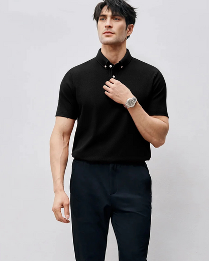 Pólo de Manga Curta em Piqué Respirável para Homen