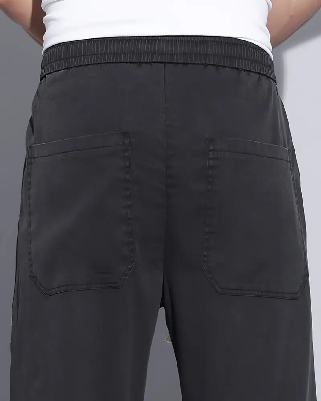 Calças casuais leves de perna larga para homem