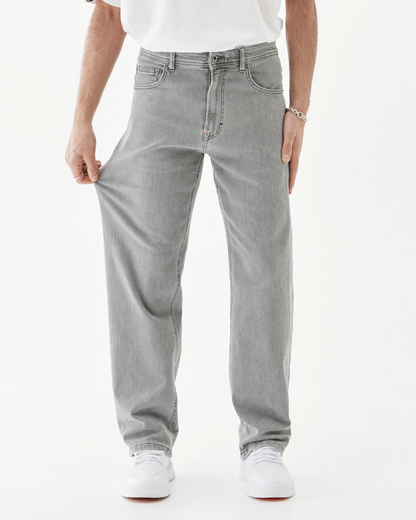 Calças de ganga clássicas de corte reto para homem