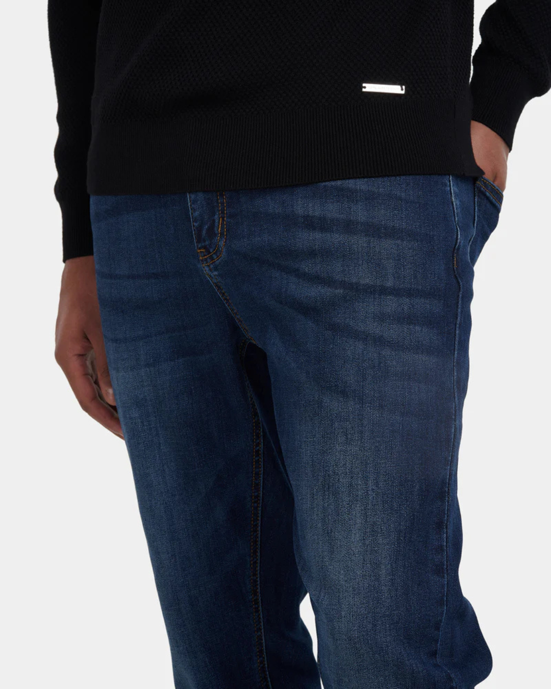 Calças de Ganga Ajustadas para Homem com Efeito Lavado Vintage