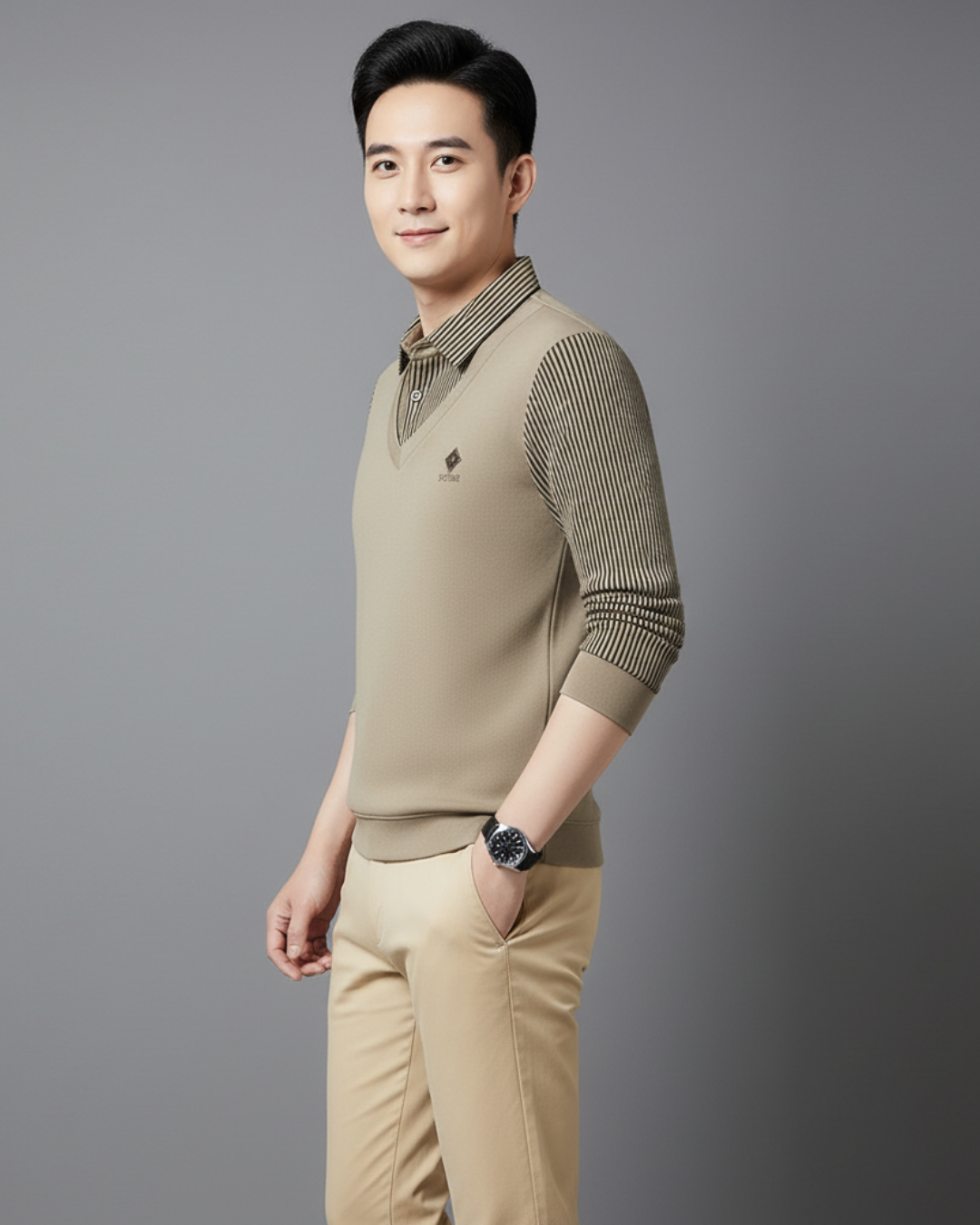 Camisola térmica multifuncional em caxemira premium para homem