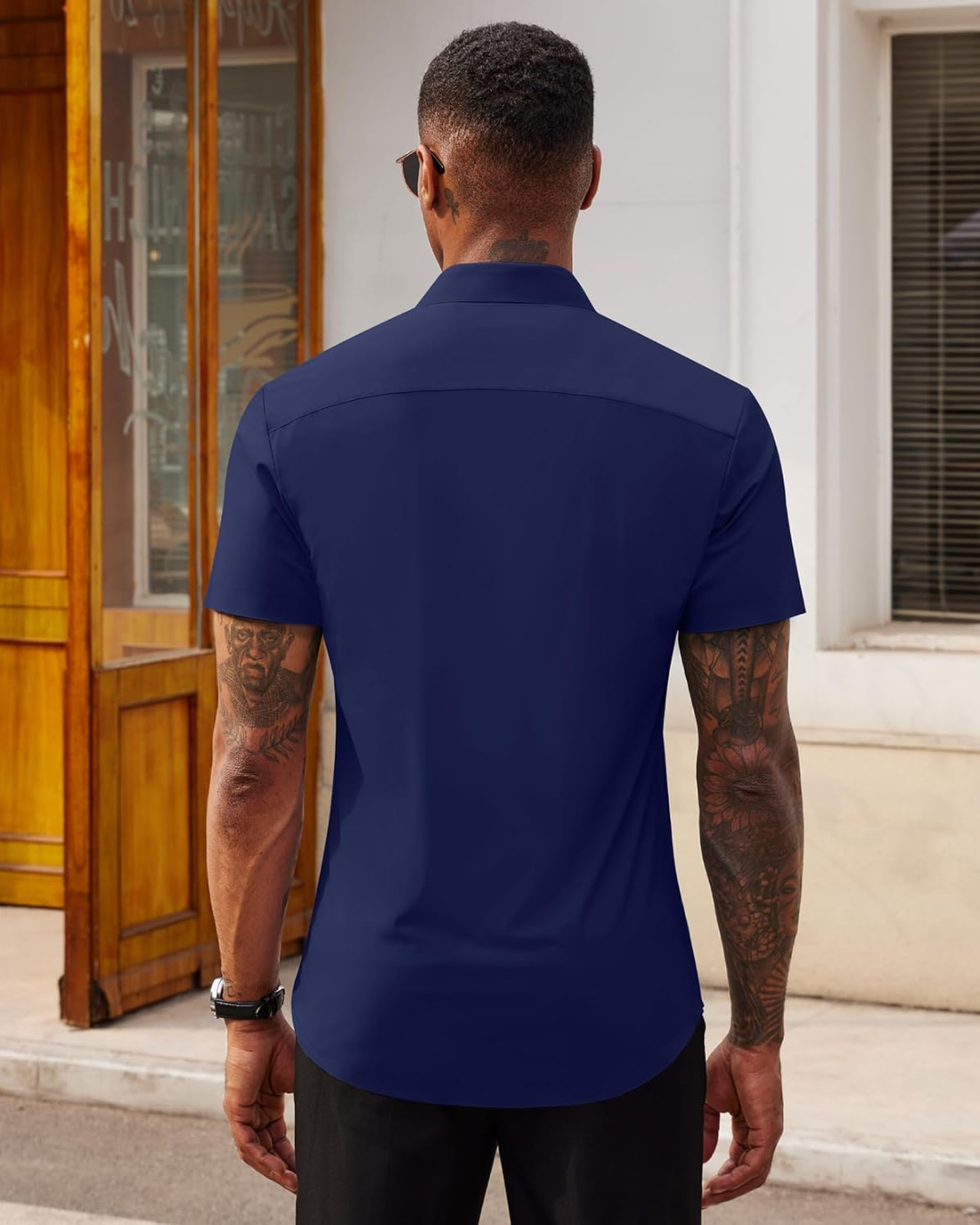 Camisa Casual de Manga Justa com Botões