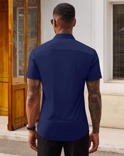 Camisa Casual de Manga Justa com Botões