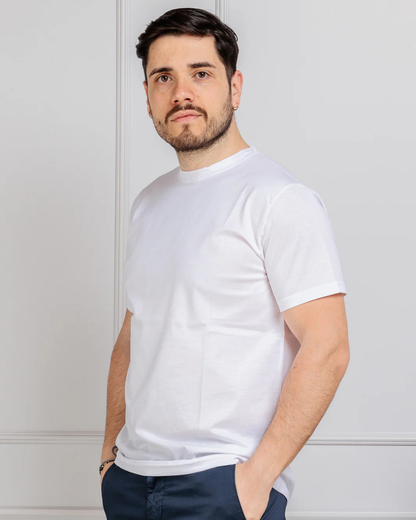 Camisola de Manga Curta de Corte Fino e Elástico de Cor Lisa para Homem