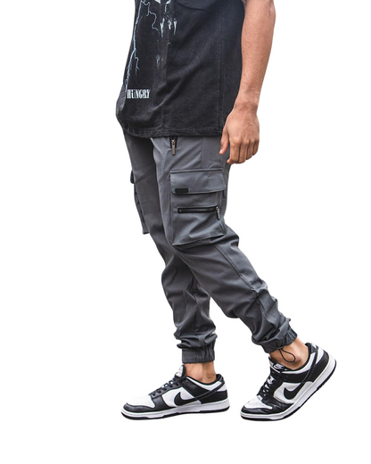 Calças Jogger com Bolsos de Carga e Cintura Ajustável com Cordão