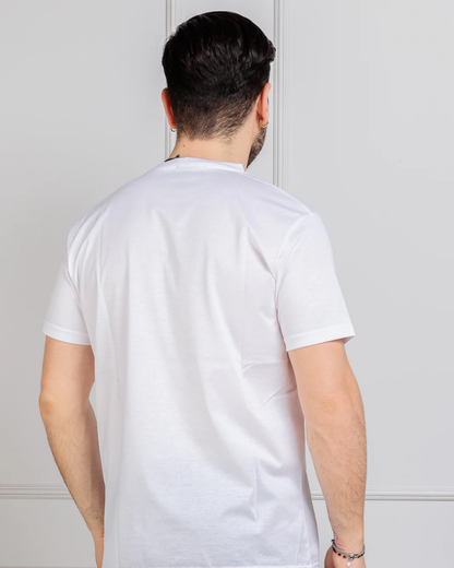 Camisola de Manga Curta de Corte Fino e Elástico de Cor Lisa para Homem