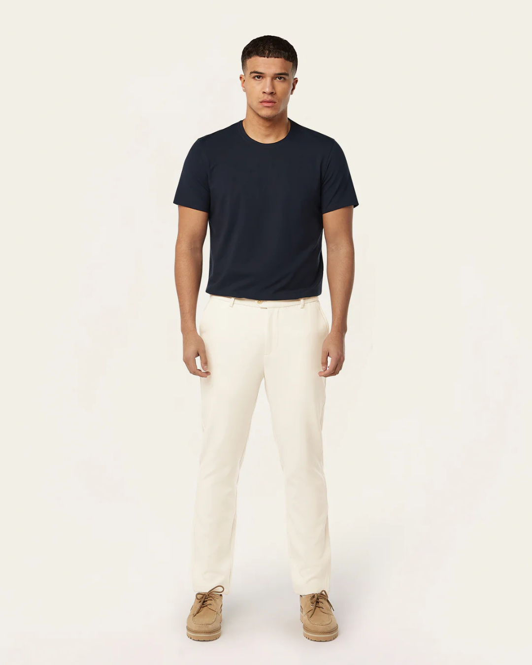 Calças Clássicas com Fechos Invisíveis nos Bolsos e Tecido Impermeável para Homem