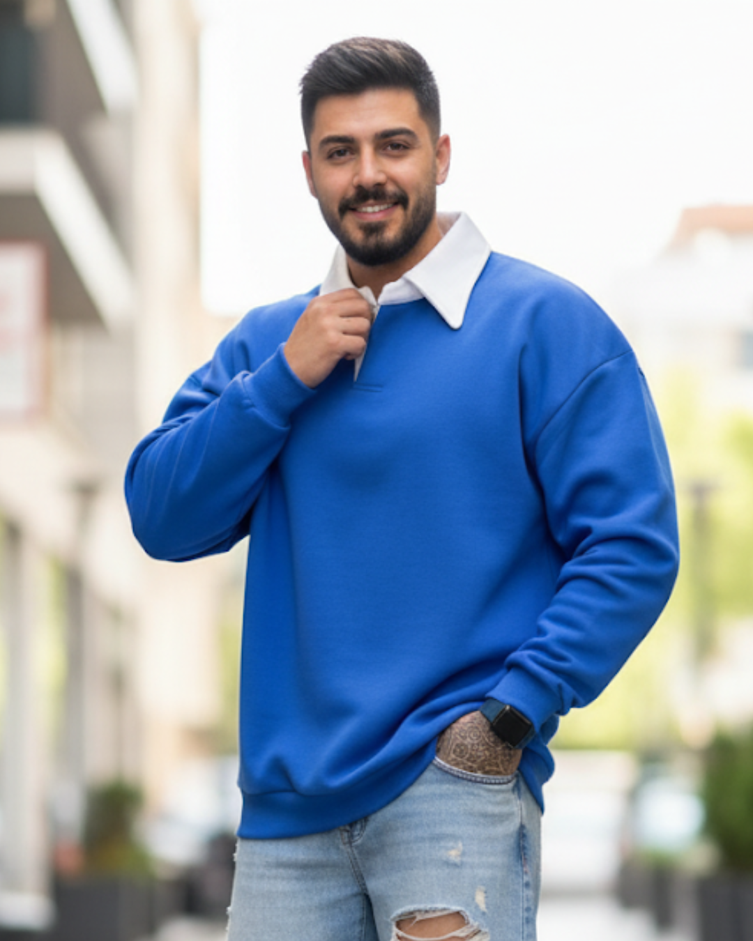 Camisola casual masculina de manga comprida