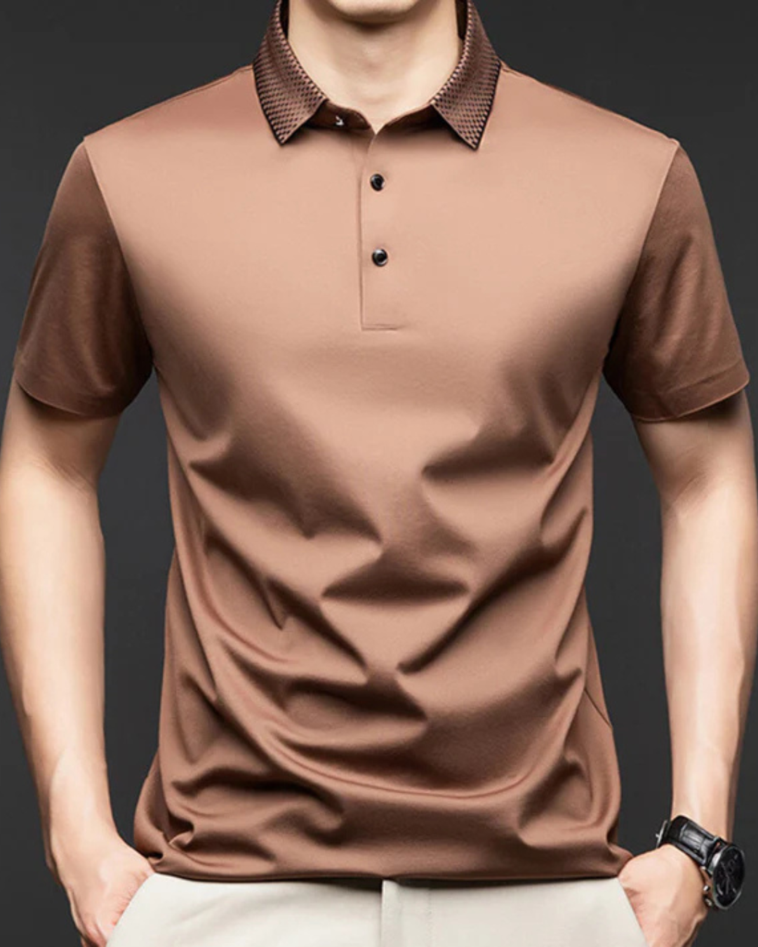 Camisola de manga curta com Gola de Solapa e botões