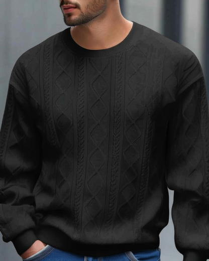 Suéter de manga comprida e gola redonda para homem
