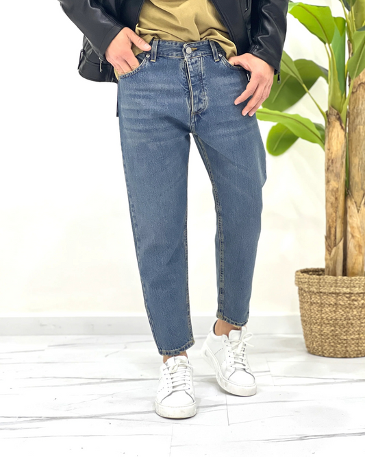 Calças de Ganga Básicas de Estilo Vintage para Homem