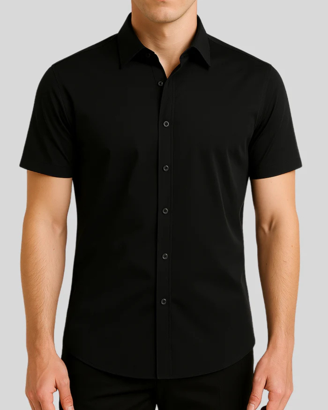 Camiseta elástica com botões e manga curta