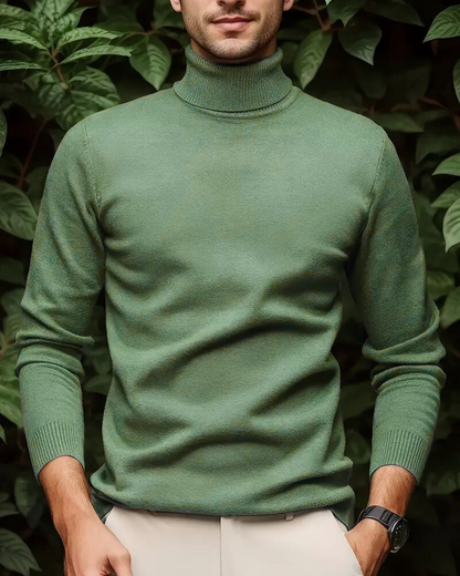 Camisola de gola alta em algodão para homem