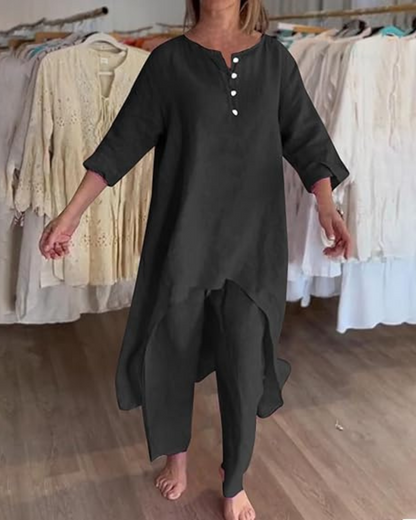 Conjunto Casual de Linho Para Mulher Estilo Natural®