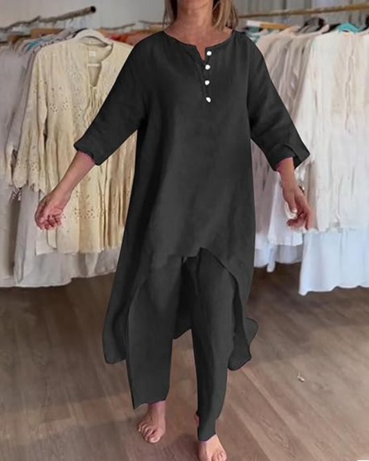 Conjunto Casual de Linho Para Mulher Estilo Natural®