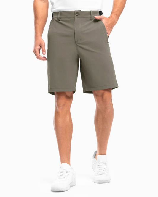 Calções em tecido respirável e elástico para homem