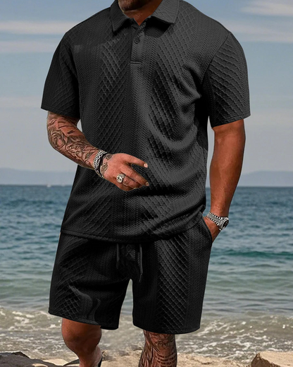 Conjunto de camisola de manga curta e calções para homem