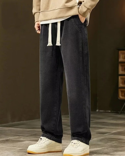 Calças de ganga rectas folgadas para homem
