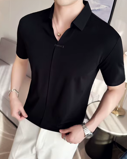 Pólo para Homem com Elevada Elasticidade, Leve, Macio e Resistente aos Vincos em Cor Sólida