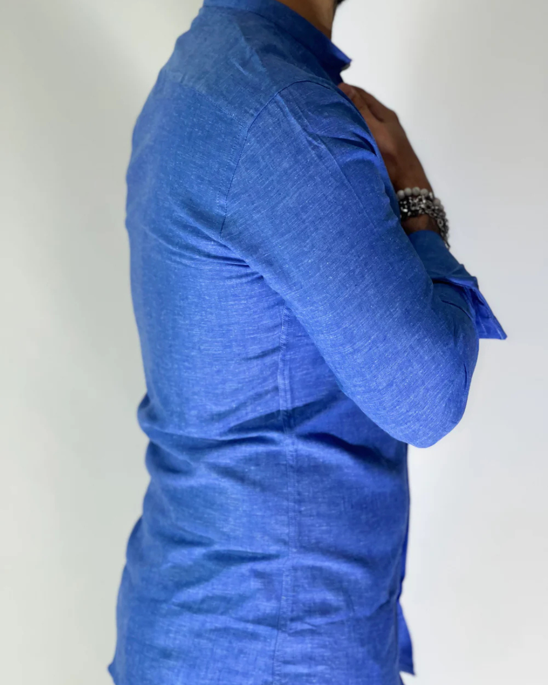 Camisa de Linho com Gola Mao para Homem