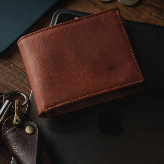 Carteira de Couro Genuíno Castanho