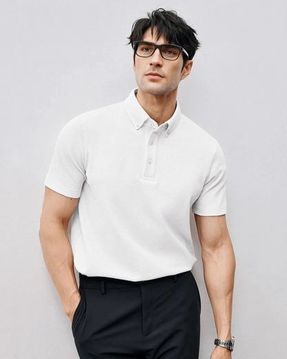 Pólo de Manga Curta em Piqué Respirável para Homen