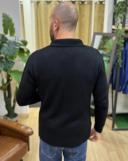 Cardigã Estruturado em Algodão com Corte de Blazer