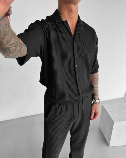 Conjunto de 2 peças camisa de manga curta e calças de cintura ajustável