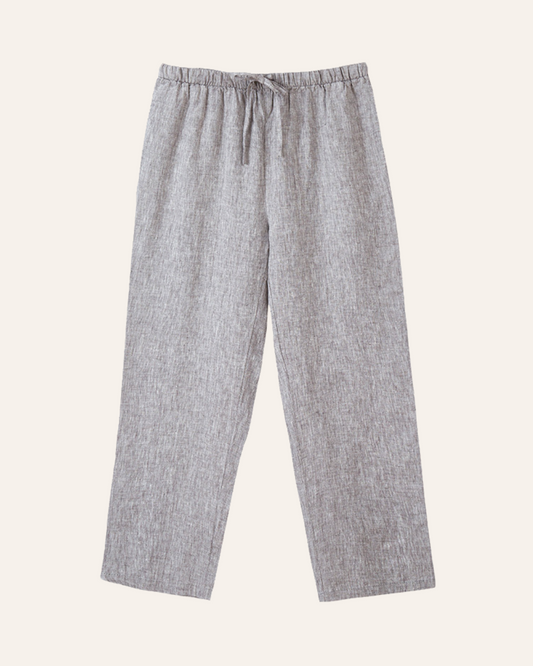 Calças de Tecido de Linho com Cintura Ajustável e Bolsos Confortáveis para Homem