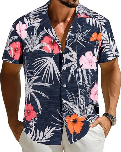 Camisa de manga curta para o verão com estampado de flores