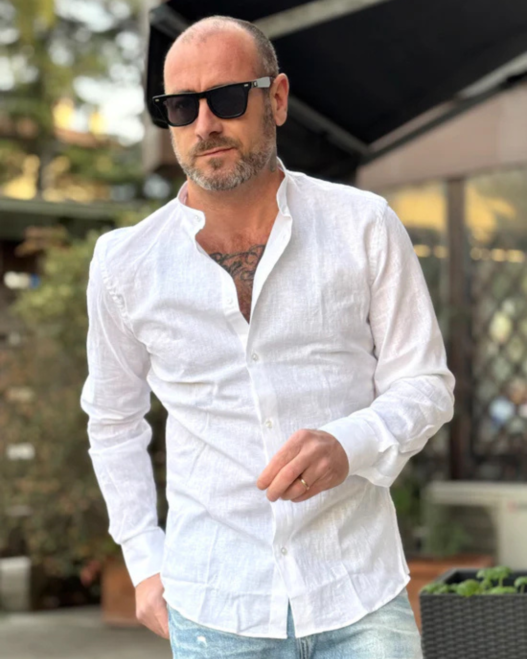 Camisa de Linho com manga comprida para Homem