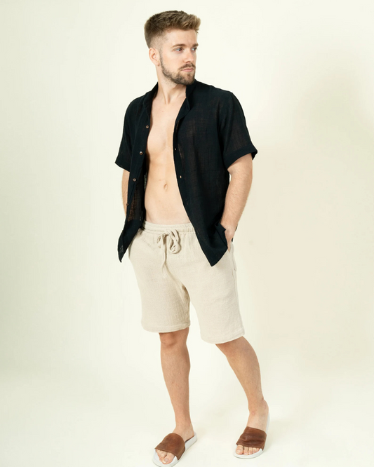 Calções de algodão com bolsos para homem