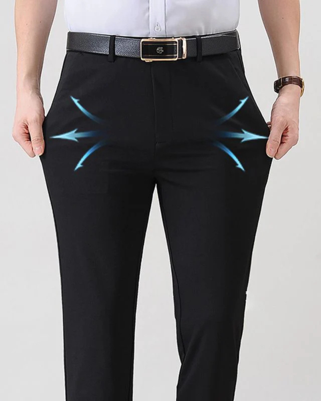 Calças de fato elásticas com forro felpudo para homem