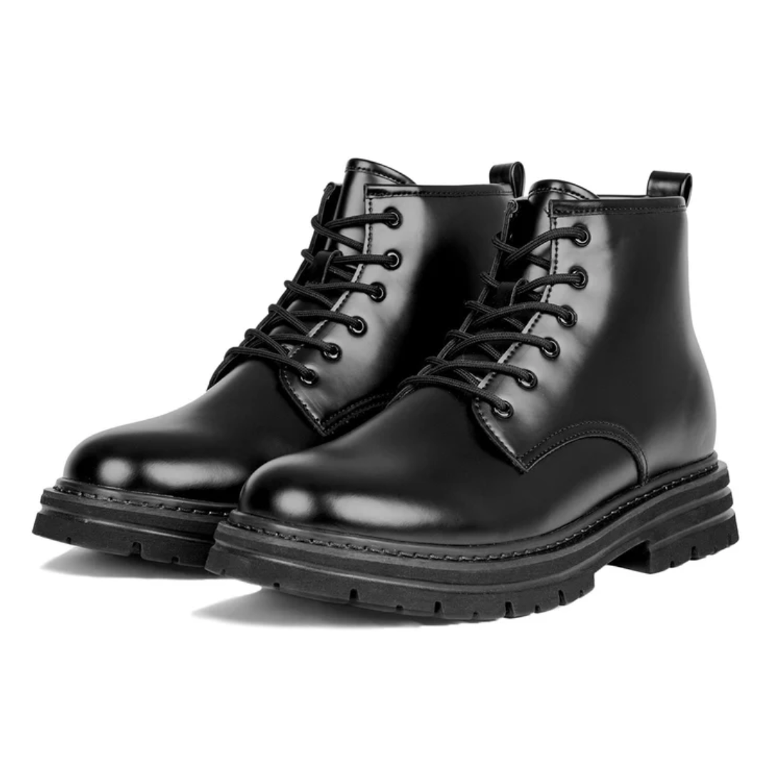 Botas de Couro de Biqueira Redonda para Homem
