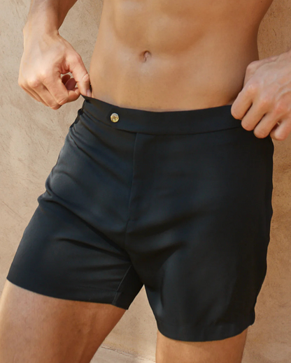 Calções de banho curtos com botão para homem