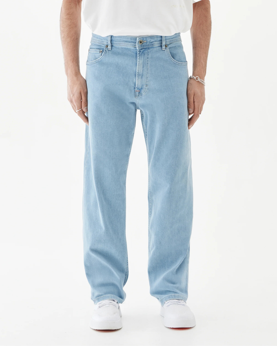 Calças de ganga clássicas de corte reto para homem