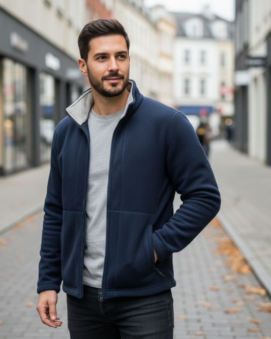 Casaco polar grosso com gola alta para unissex