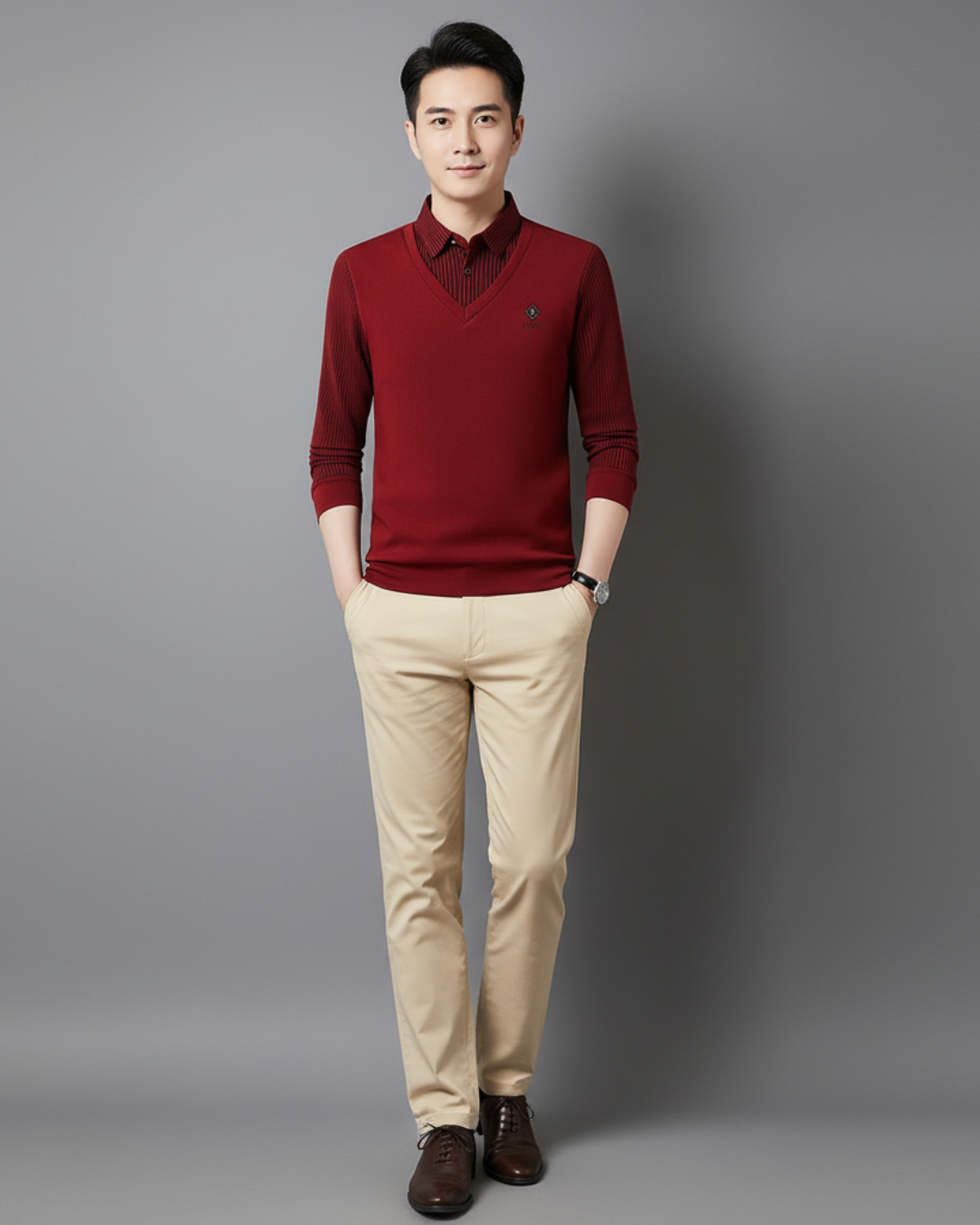 Camisola térmica multifuncional em caxemira premium para homem