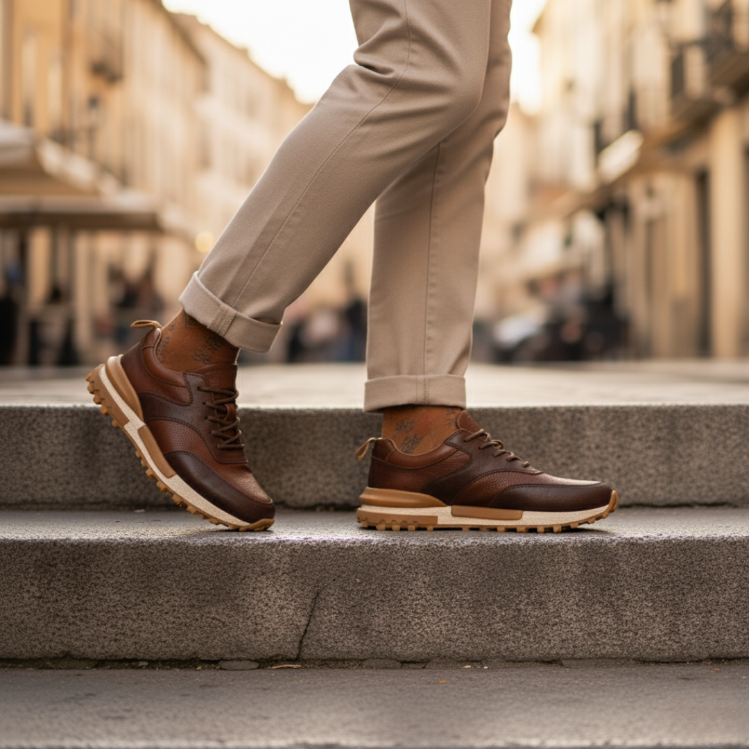 Sapato formal com estilo desportivo e sola dura para homem