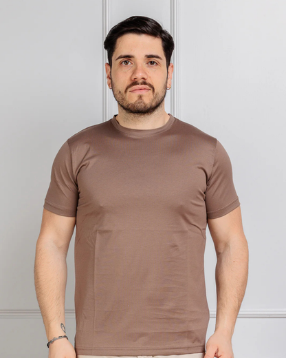 Camisola de Manga Curta de Corte Fino e Elástico de Cor Lisa para Homem