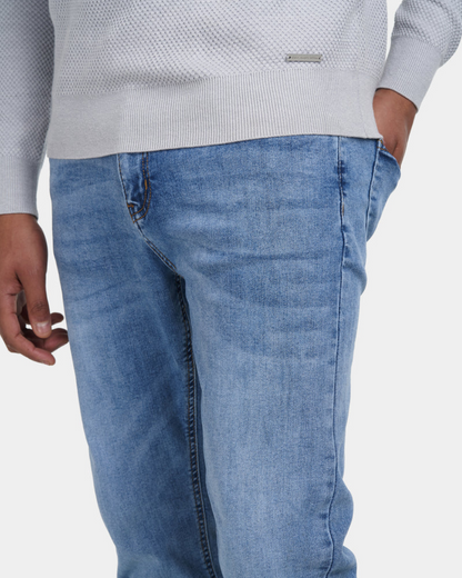 Calças de Ganga Ajustadas para Homem com Efeito Lavado Vintage