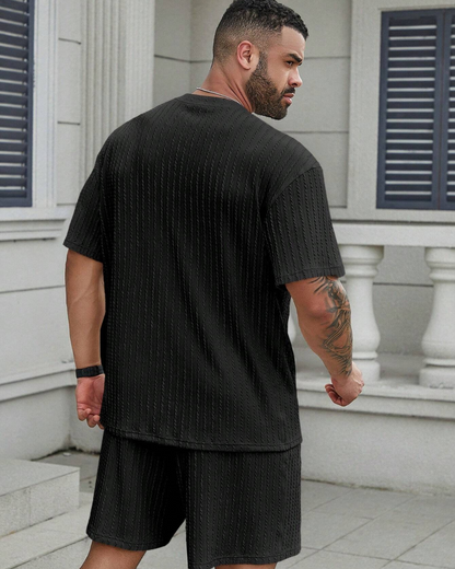 Conjunto casual de camisola de manga curta e calções para homem