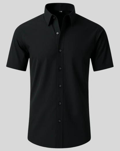 Camiseta elástica com botões e manga curta